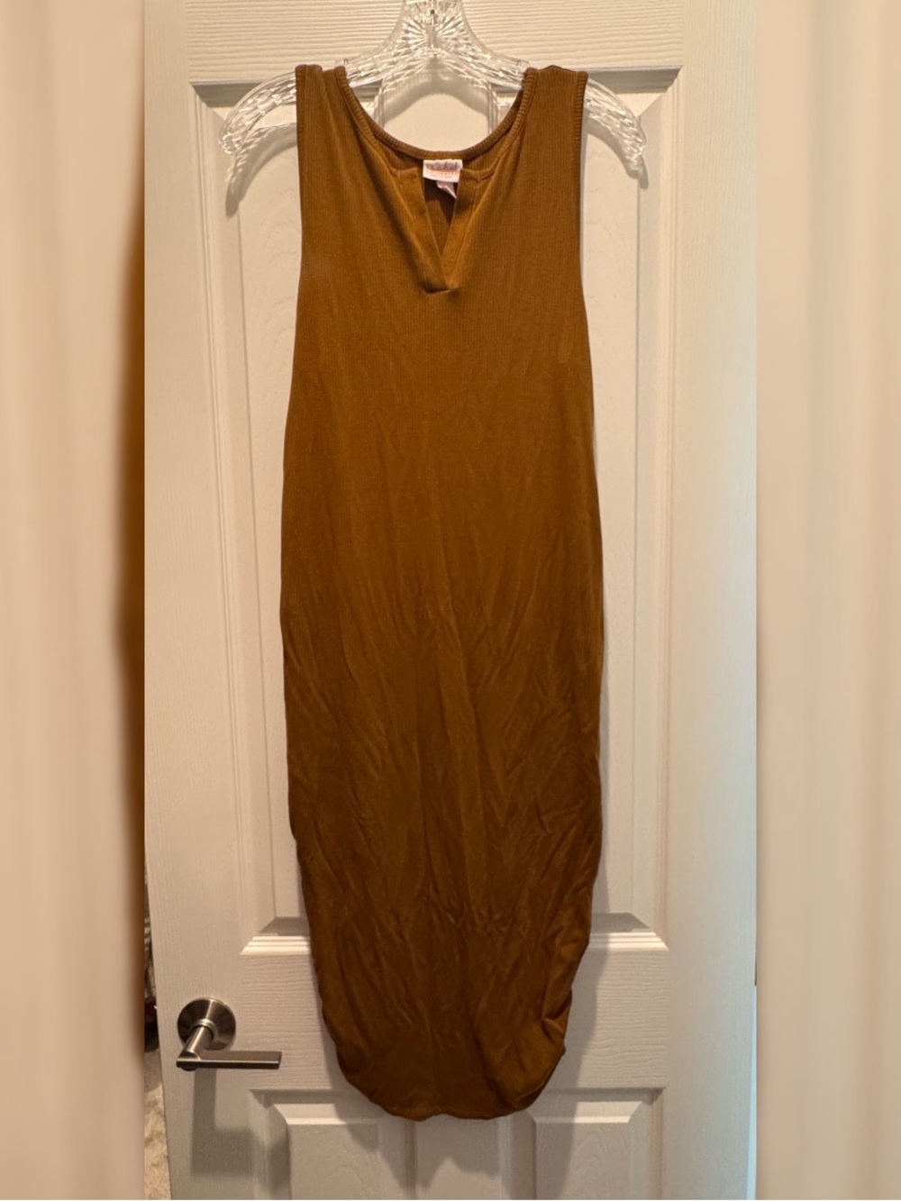 Isabel Maternity by Ingrid & Isabel Sleeveless Tank Midi Dress in mustard Brown